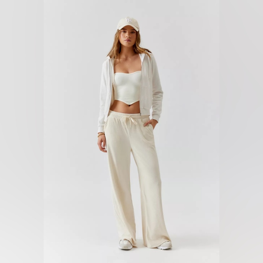 Beyond Yoga Tropez Terrycloth Pull-On Wide Leg Pant Cream Size Large - Picture 10 of 10